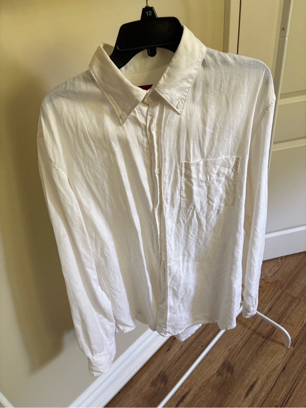 100% Linen White Button-Down Men's Shirt